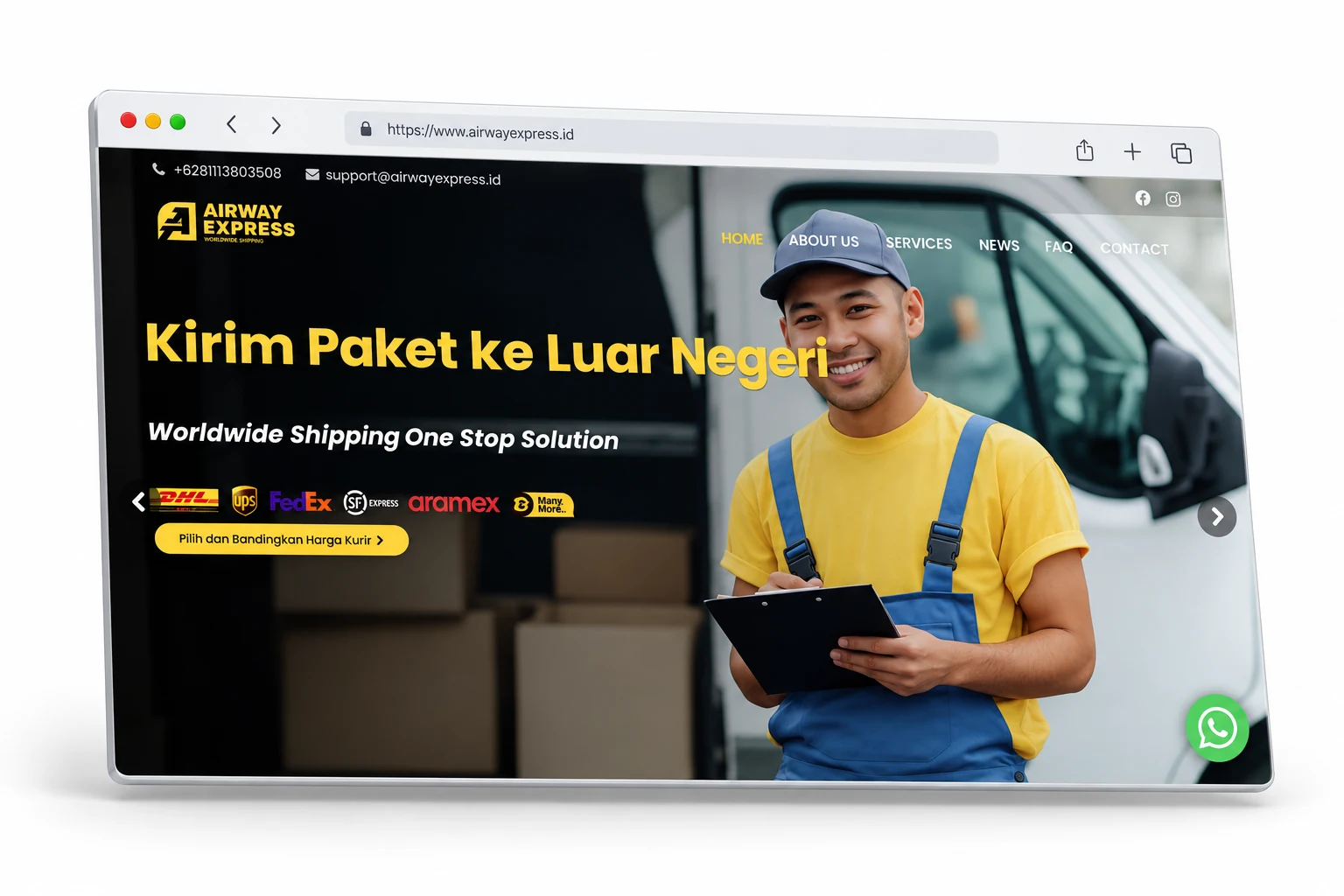 Airway Express website presented as an editorial browser mockup
